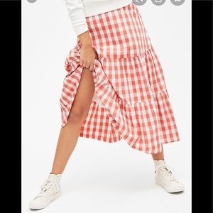 NWT Gap gingham midi tiered skirt ruffle